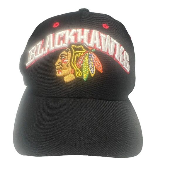 Chicago Blackhawks Hockey Zephyr Black Hat Cap Embroidered Logo Snap Back NHL‎ - Picture 1 of 8